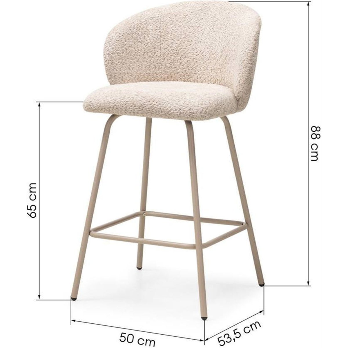 Tabouret de bar tissu collection LUEUR beige ton sur ton, RECOLLECTION
