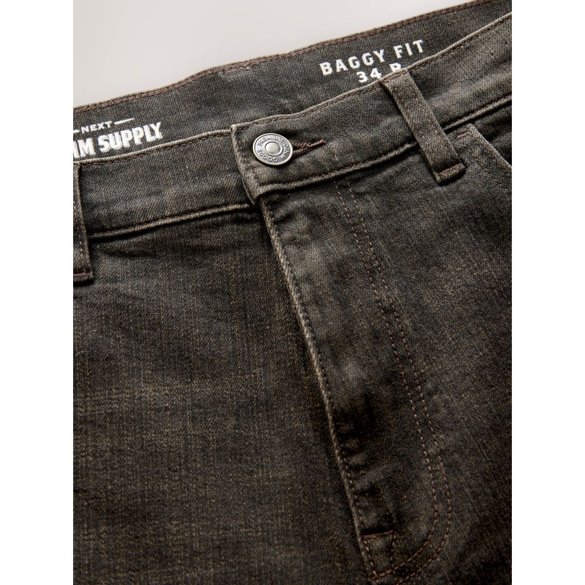 Jean stretch classique hachures brunes foncées, NEXT