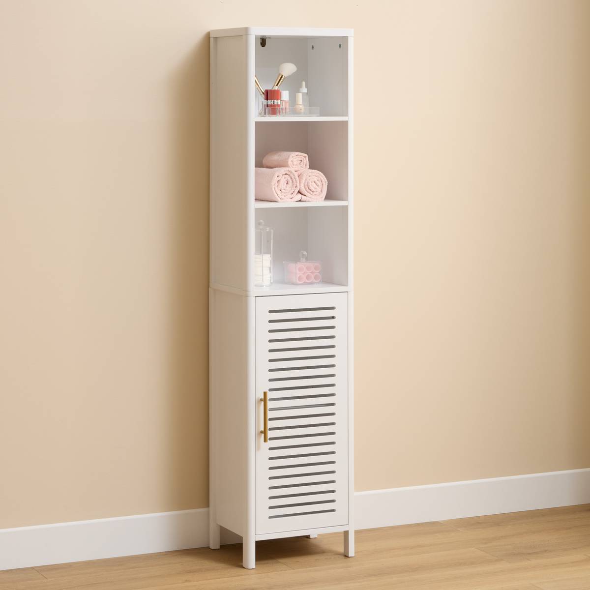 Colonne de salle de bain rectangulaire avec porte OREA blanc, 5FIVE SIMPLY SMART