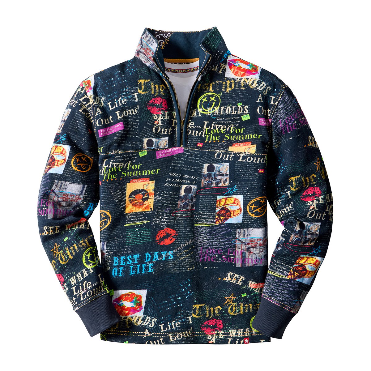 Sweat Col Cheminée Imprimé Best Days noir, JOE BROWNS