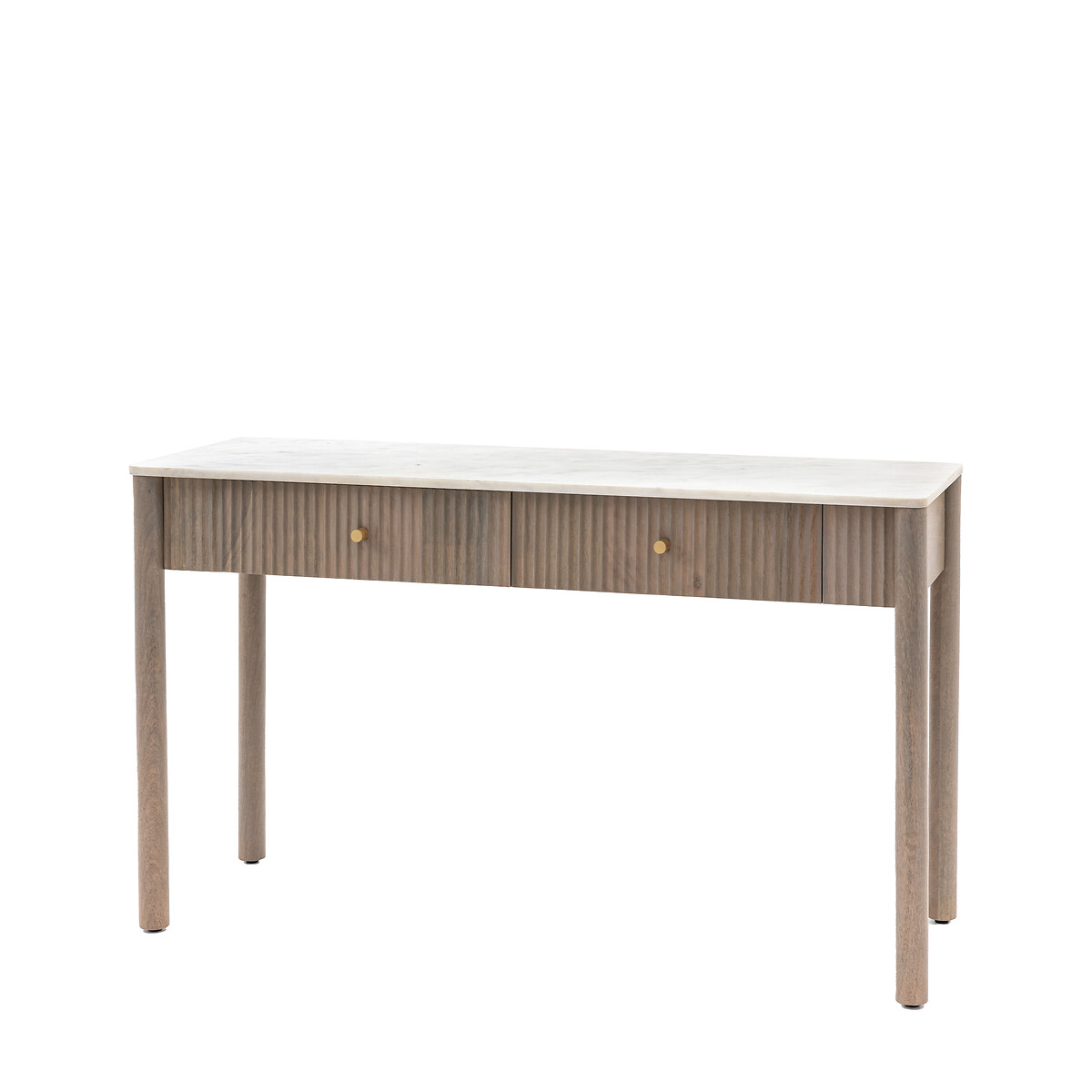 Manor Ribbed Wood 2 Drawer Console with Marble Top grey, ÉDITÉ