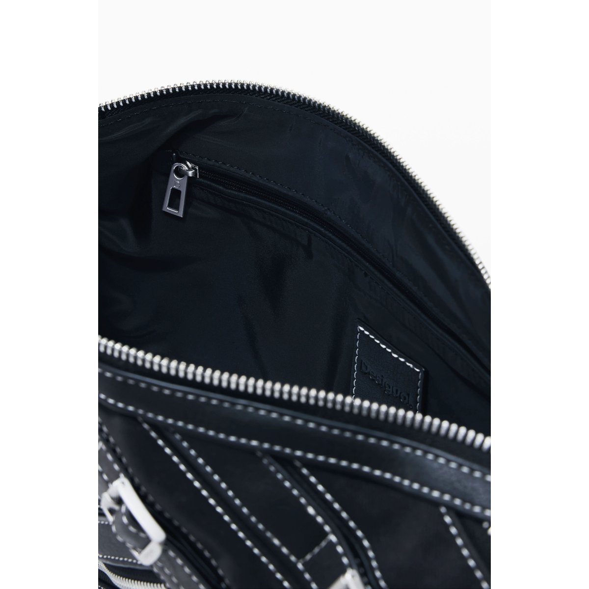 Petit sac effet cuir à boucles noir, DESIGUAL