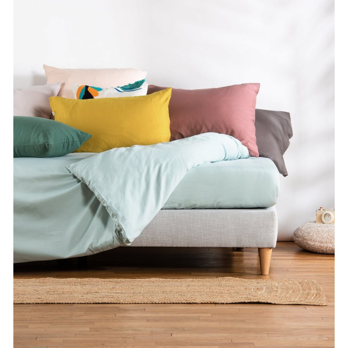 Housse de couette pour lit 1 personne PUR COTON BIO bleu nuit, KADOLIS