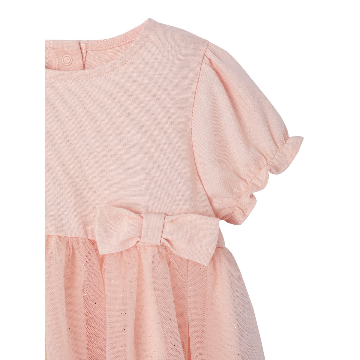Robe cérémonie bébé tulle glitter rose pâle, VERTBAUDET
