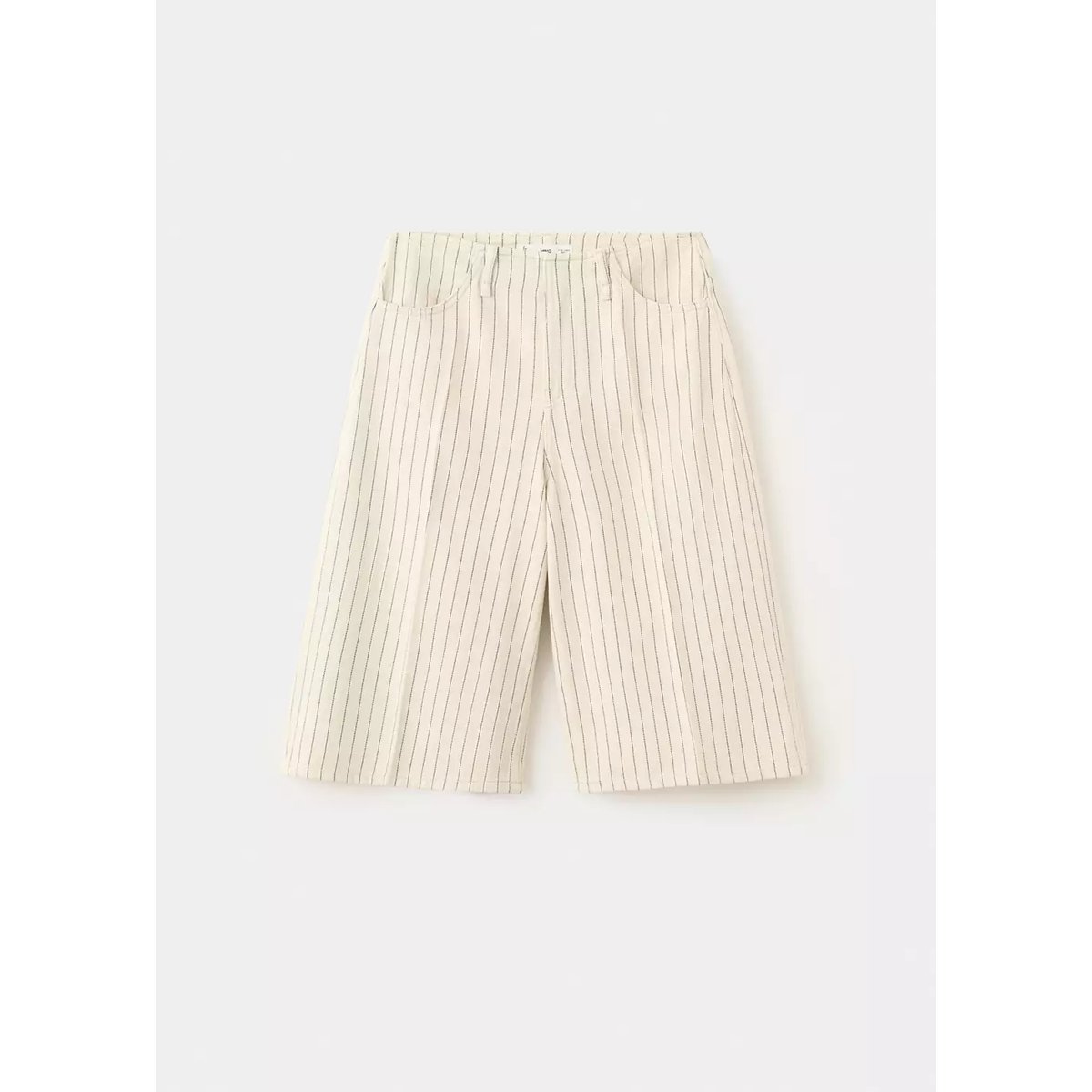 Bermudas jorts à rayures taille mi-haute vanille, MANGO