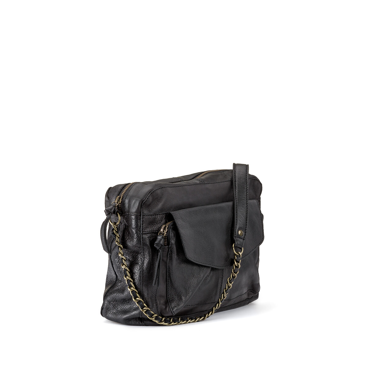 Naina Leather Large Bag black, PIECES