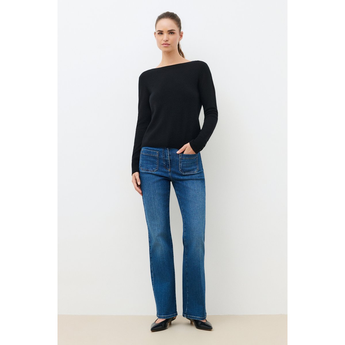 Pull droit cachemire MZOAN noir, CAROLL