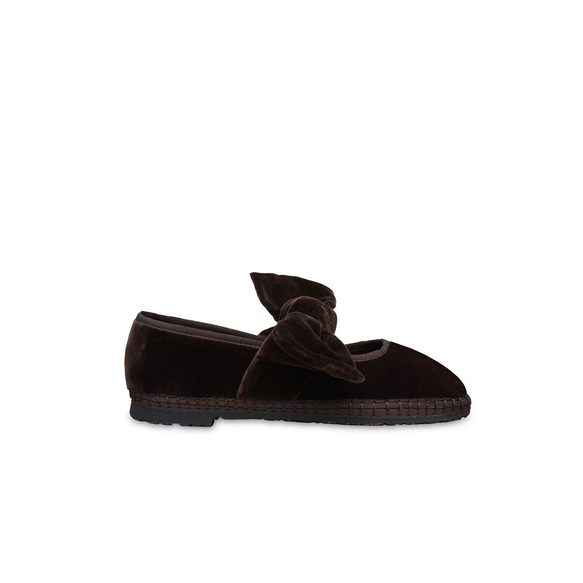 Lyra velour ballet pumps dark brown, FLABELUS