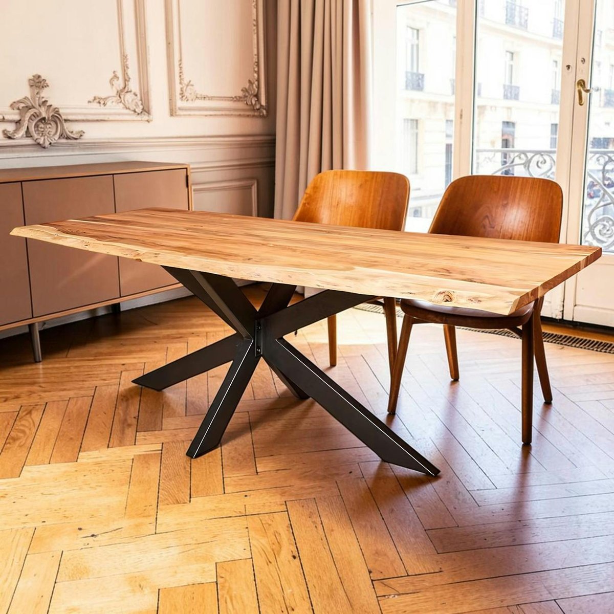 Table à manger bois d'acacia à bords naturels 300 cm ARBOR bois naturel, PIER IMPORT