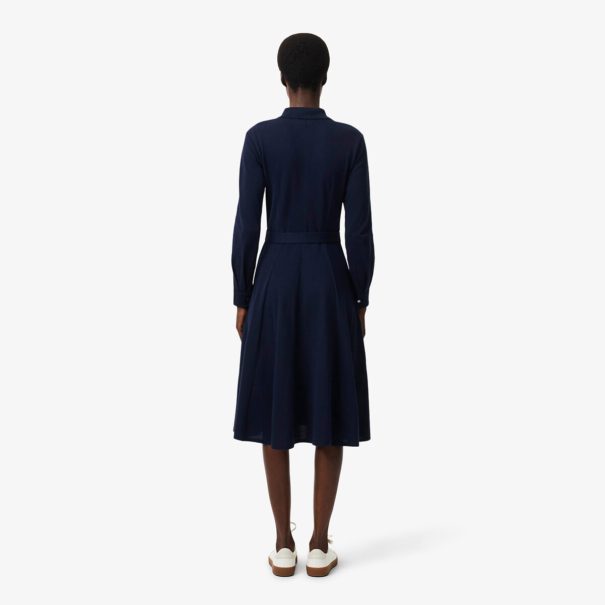 Belted Polo Shirt Dress with Long Sleeves navy, LACOSTE