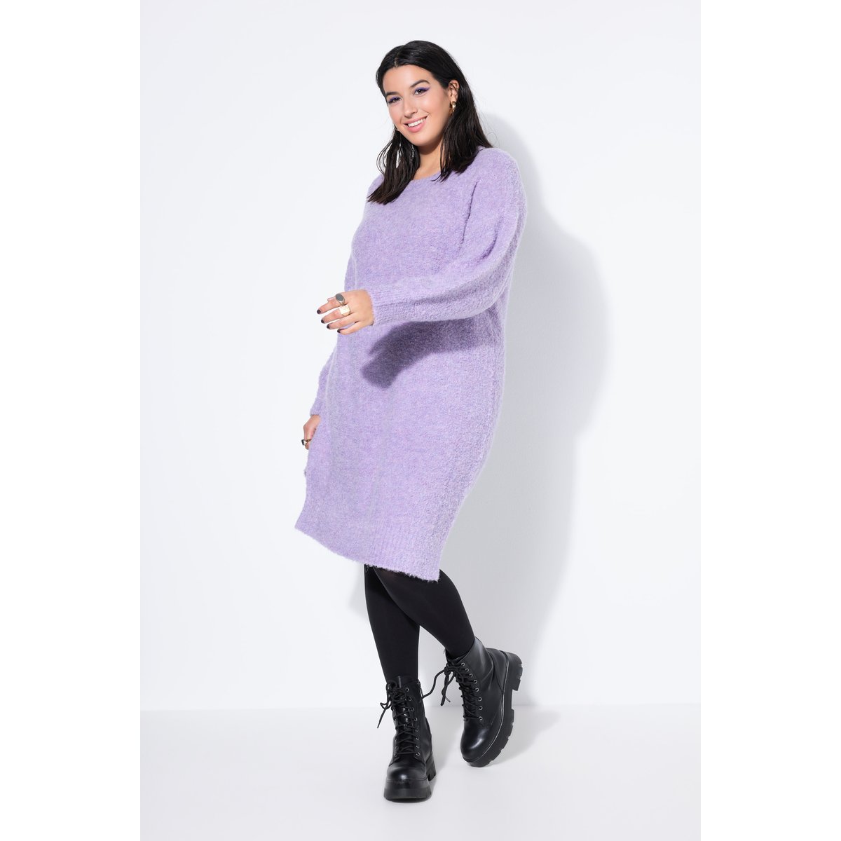 Robe en maille oversize, maille duveteuse violet, STUDIO UNTOLD