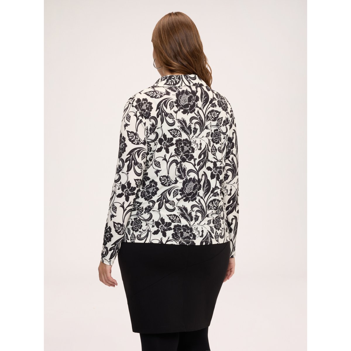 Blouse à imprimé floral avec col noir, FIORELLA RUBINO