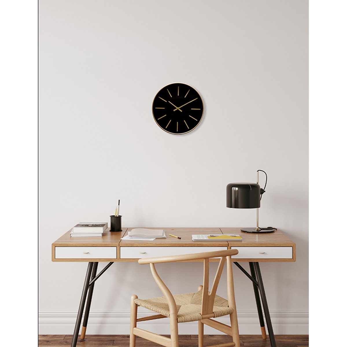 Horloge 30,5x30,5x4cm noir, EMDE