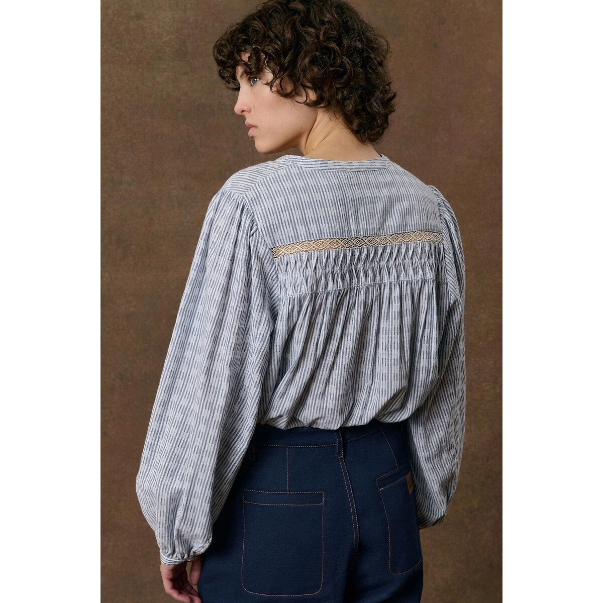 Blouse col rond rayée, JALLY rayé bleu/écru, LOUISE MISHA