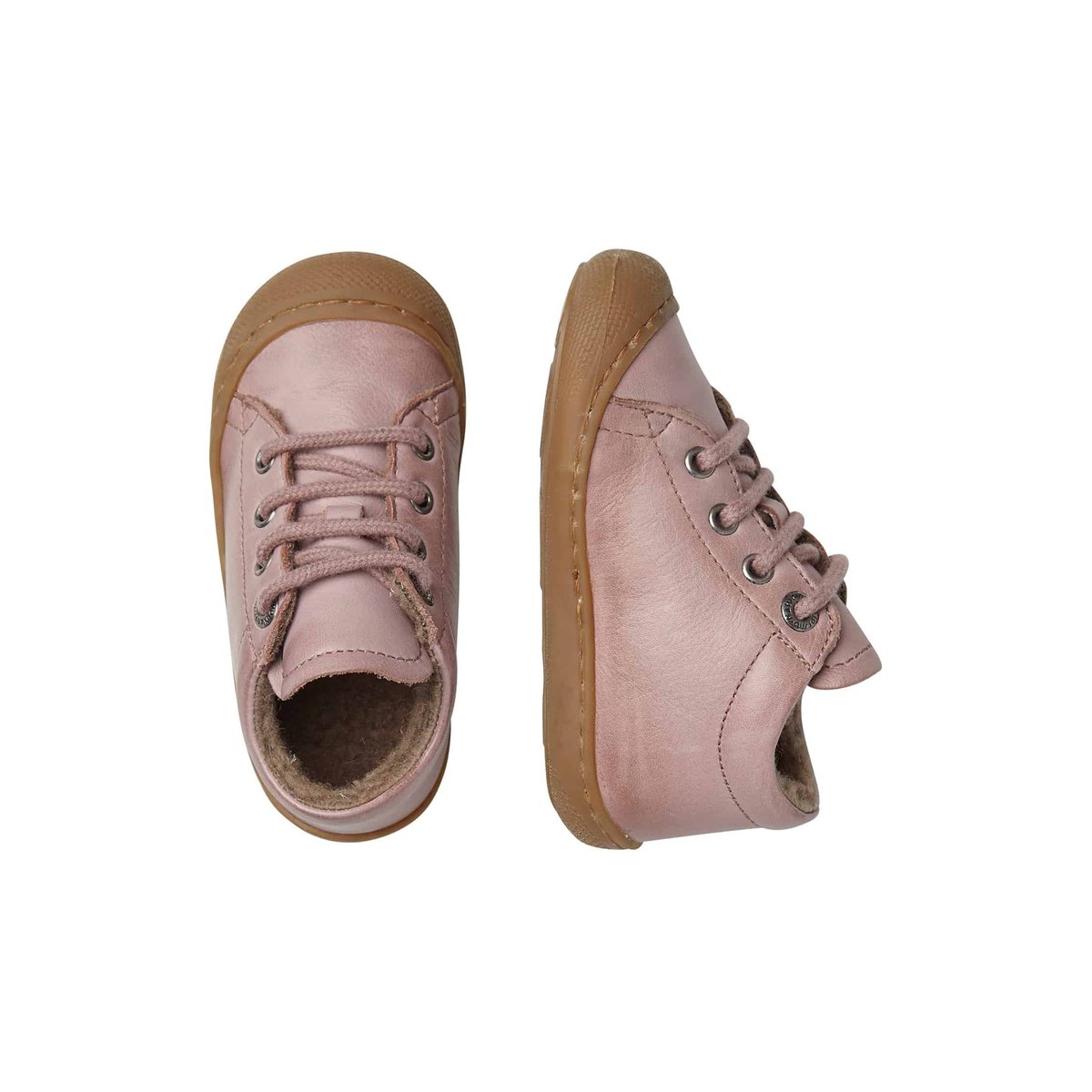 Chaussures Premiers Pas En Nappa, Doublés En Laine Cocoon rose antique, NATURINO