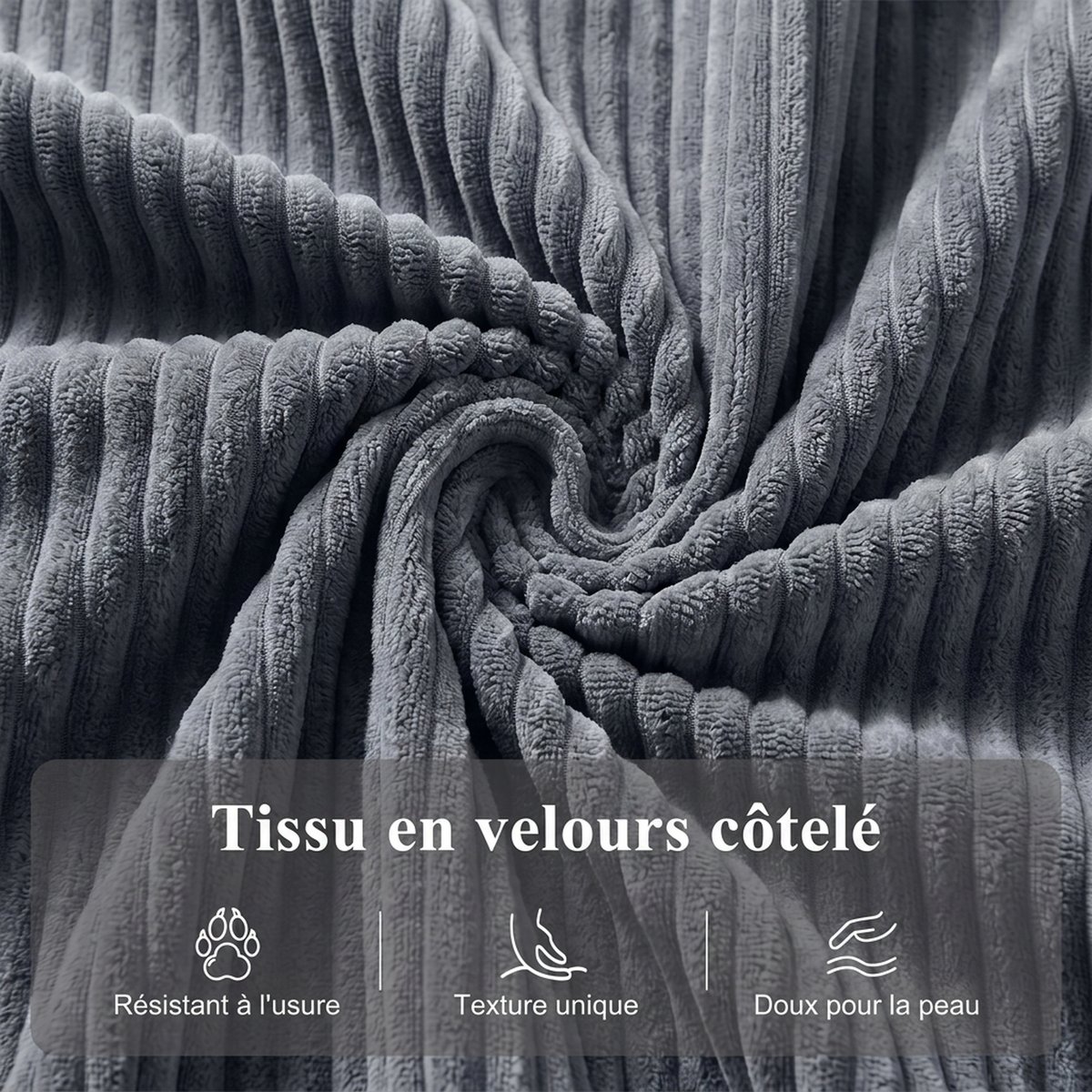 Fauteuil releveur multifonctionnel Velours gris foncé, HOMCOM