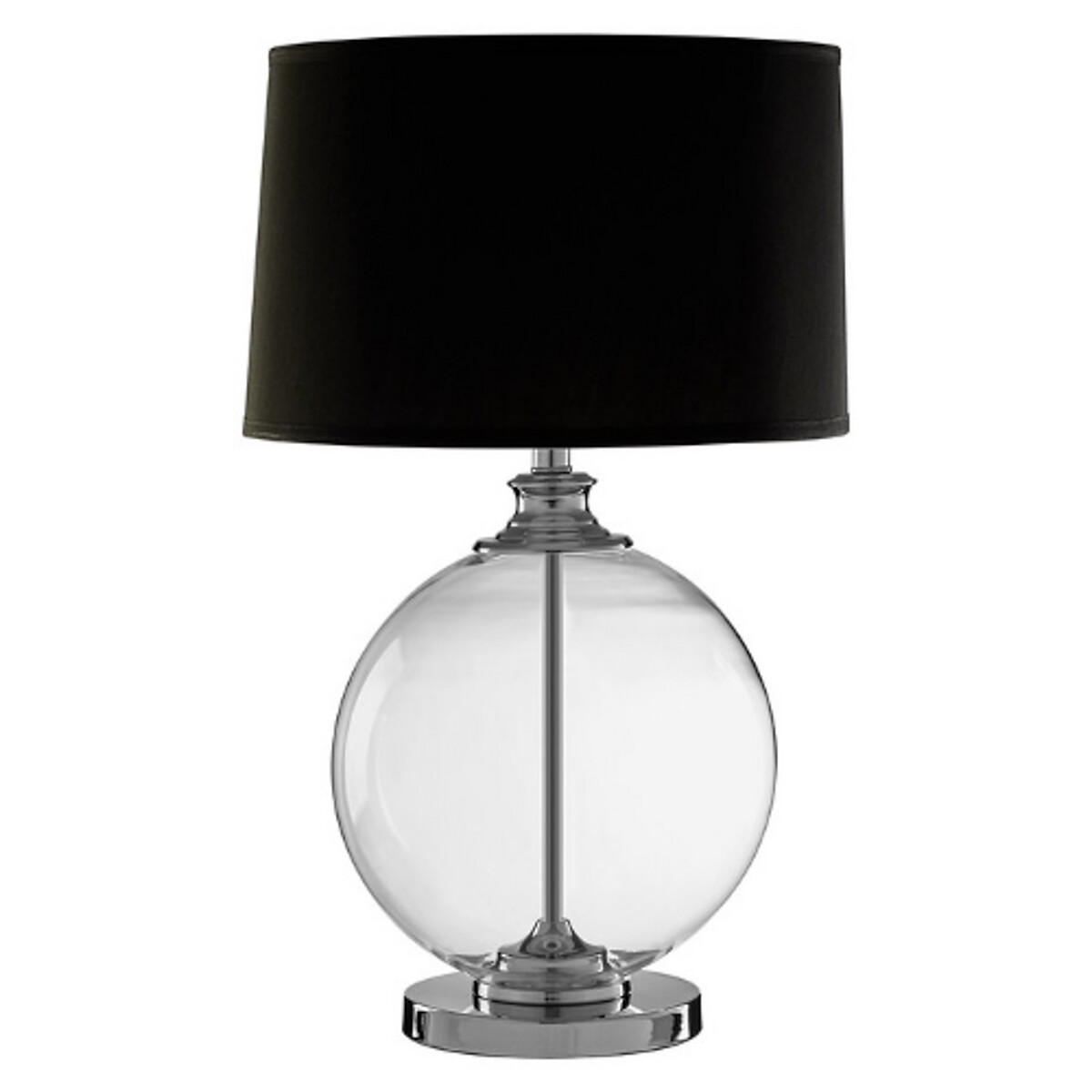 Ellis Small Glass Orb Table Lamp with Linen Shade black, SO'HOME