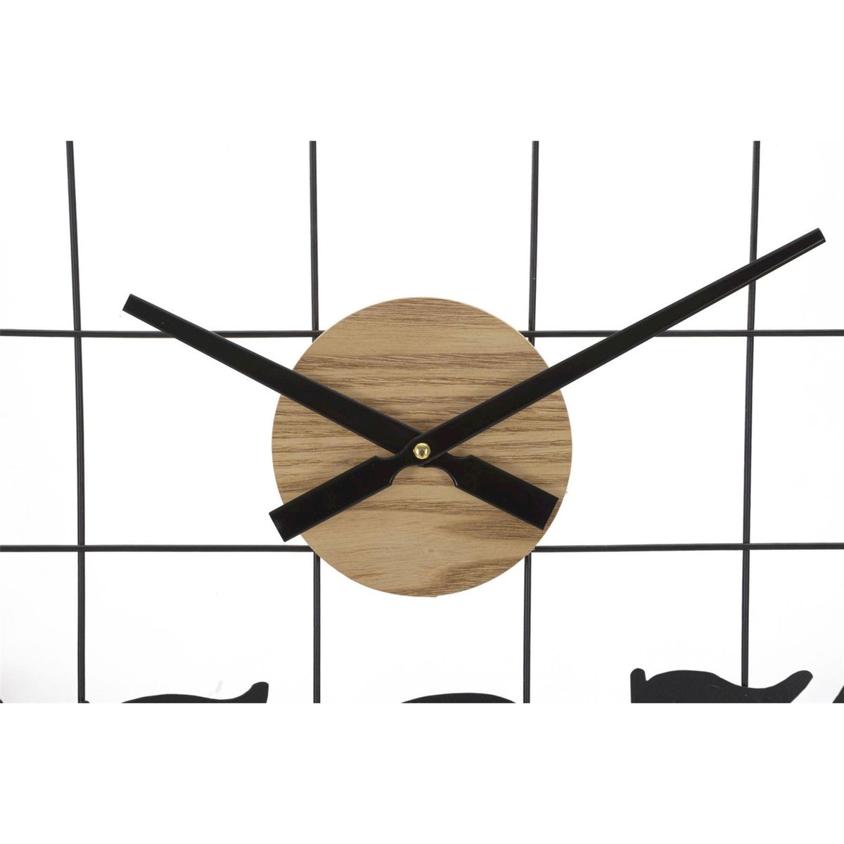 Horloge murale en fer chiffres ajourés MODERN noir et bois, RECOLLECTION