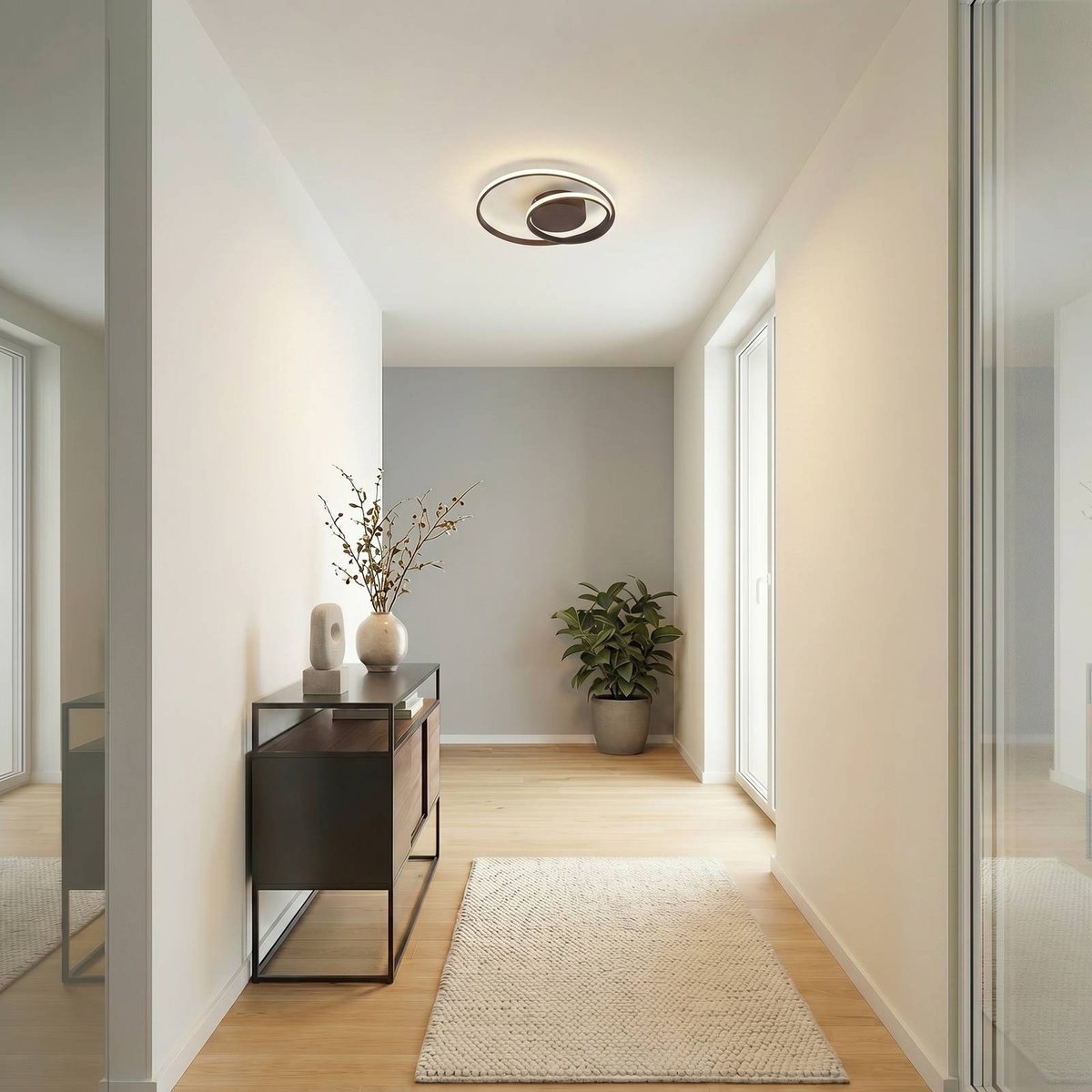 Plafonnier en aluminium moderneLED, Emisua noir mat, LINDBY