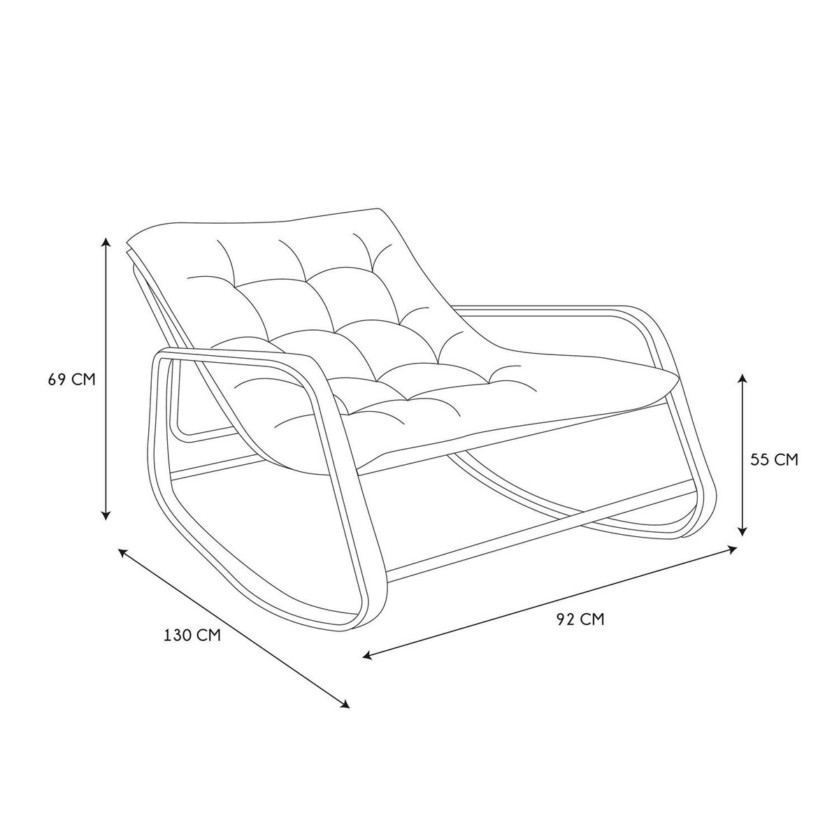 Fauteuil à bascule d'extérieur avec coussin MANDA blanc, THE HOME DECO FACTORY