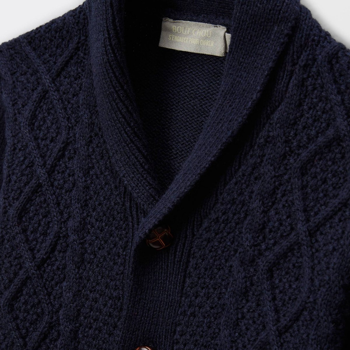 Cardigan tricot à col châle contenant du coton nuit bebe, BOUT'CHOU