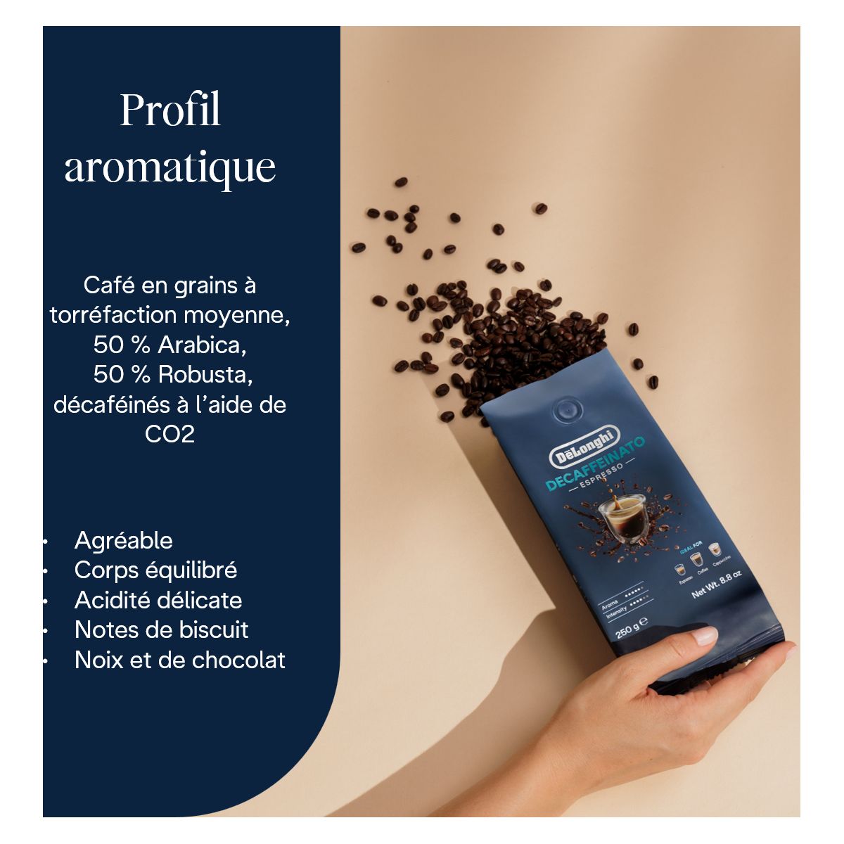 Café en grain 250G Décafeiné DLSC603 couleur unique, DELONGHI