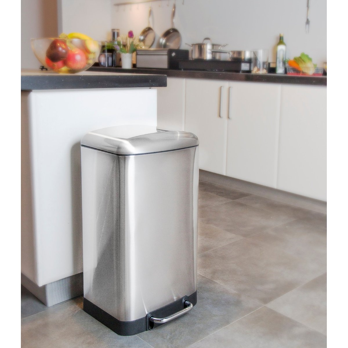 Poubelle de cuisine à pédale GREENWICH 30L inox, KITCHEN MOVE