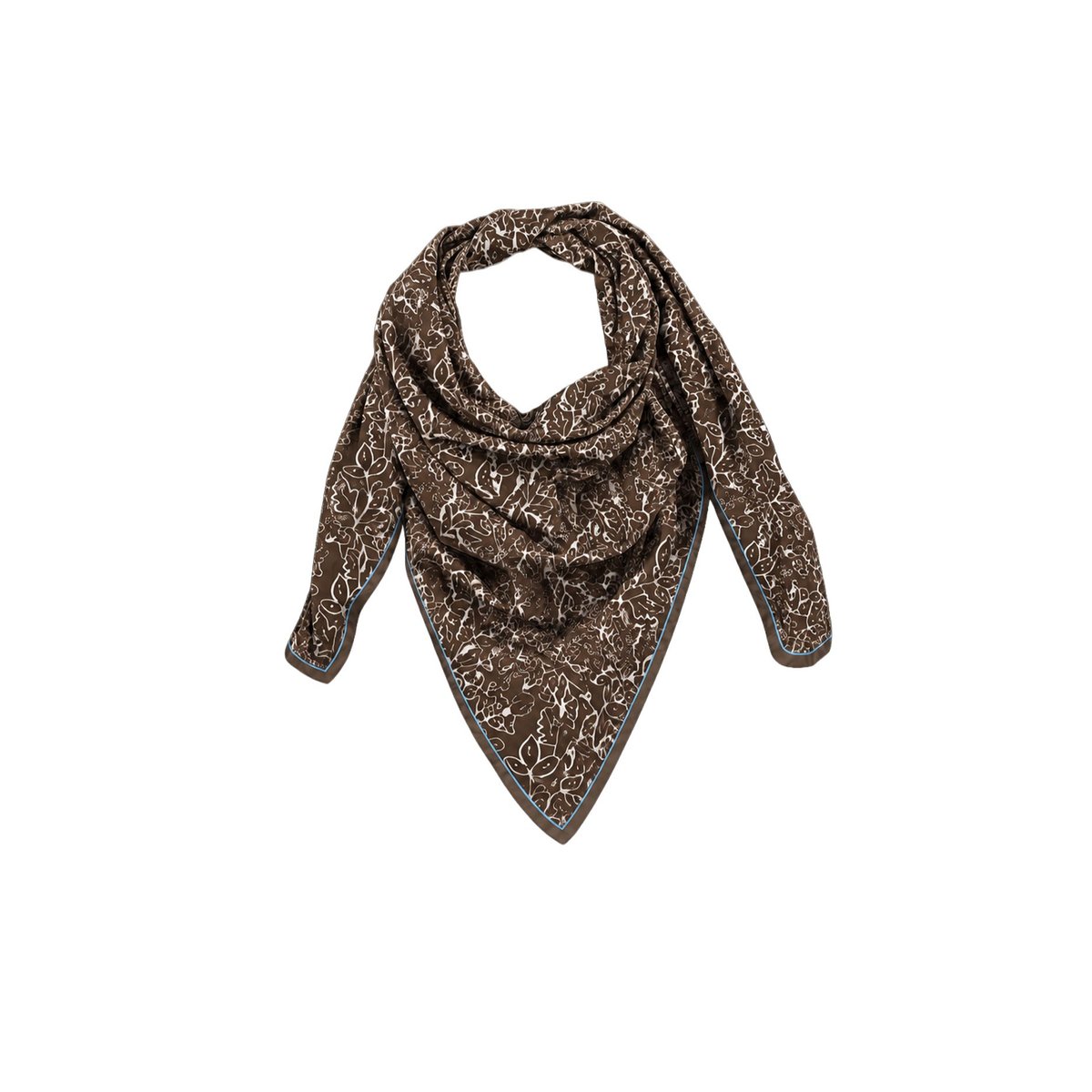 Foulard en voile de coton, RAYURES marron chantilly, GABRIELLE PARIS