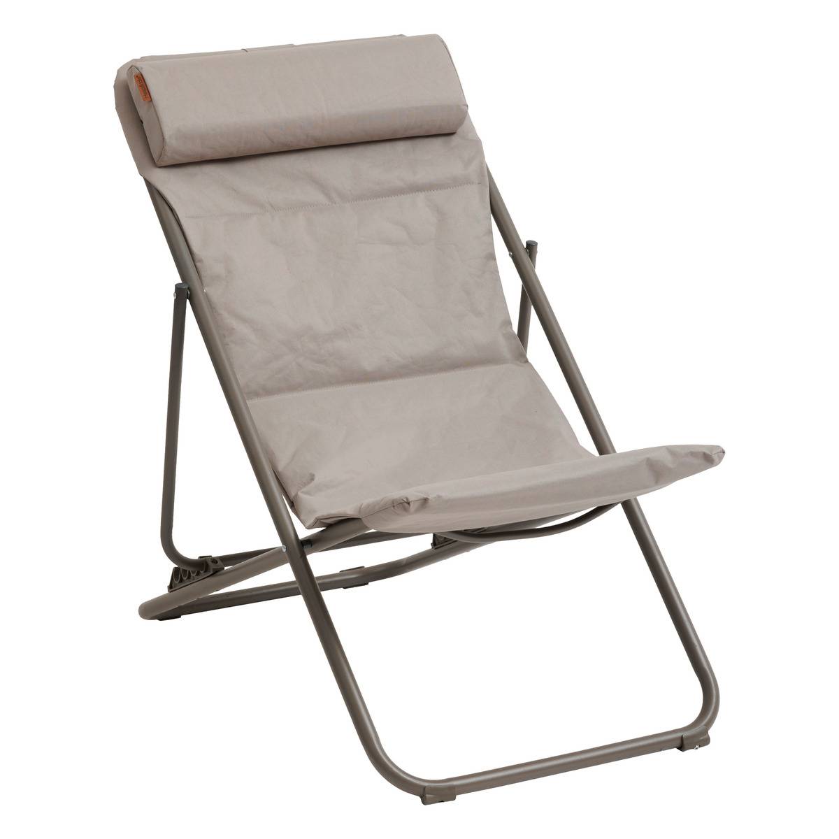 Chilienne de jardin pliante 4 positions avec repose-tête JUBBA noisette, HESPERIDE