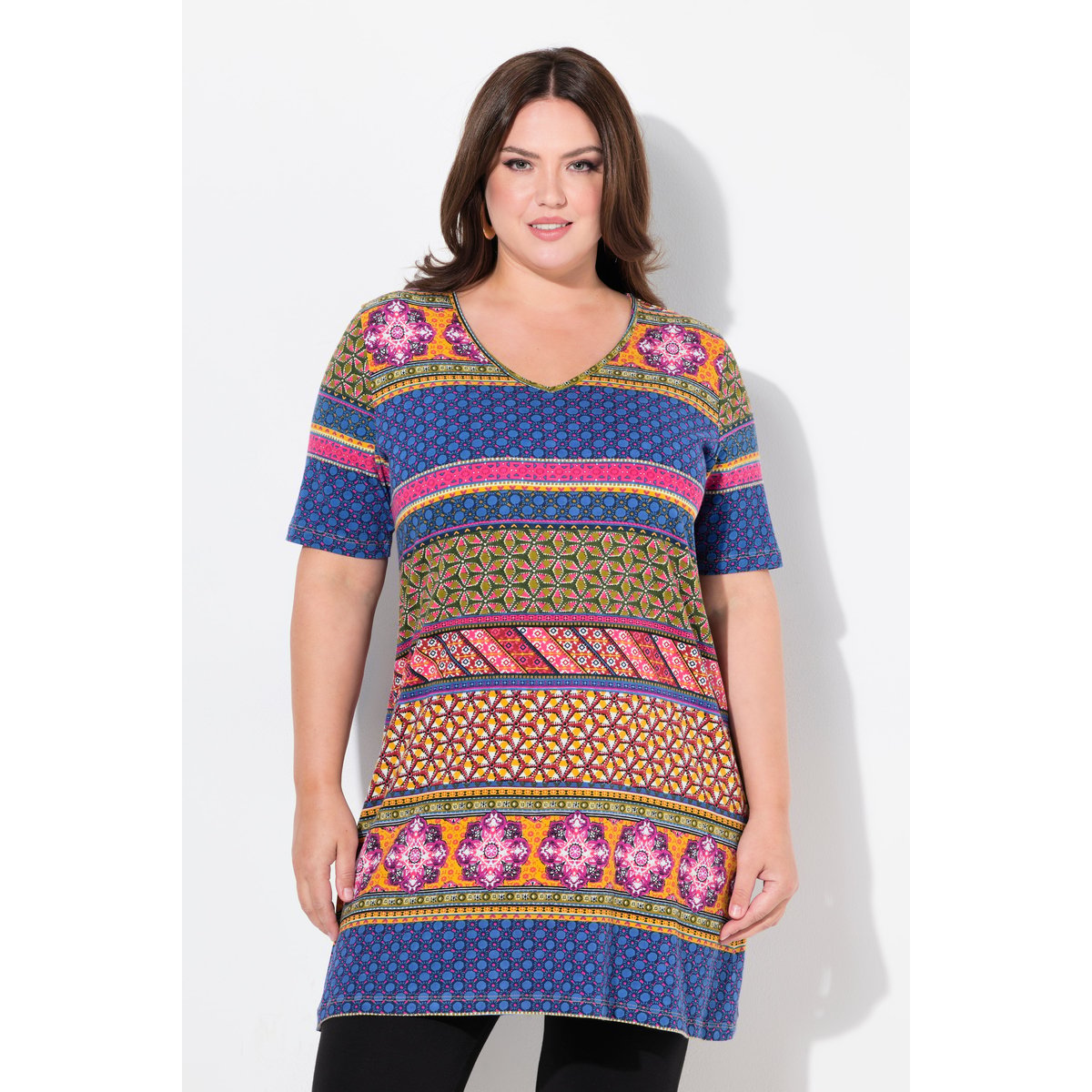 T-shirt long, coupe évasée gomme à mâcher rose, ULLA POPKEN