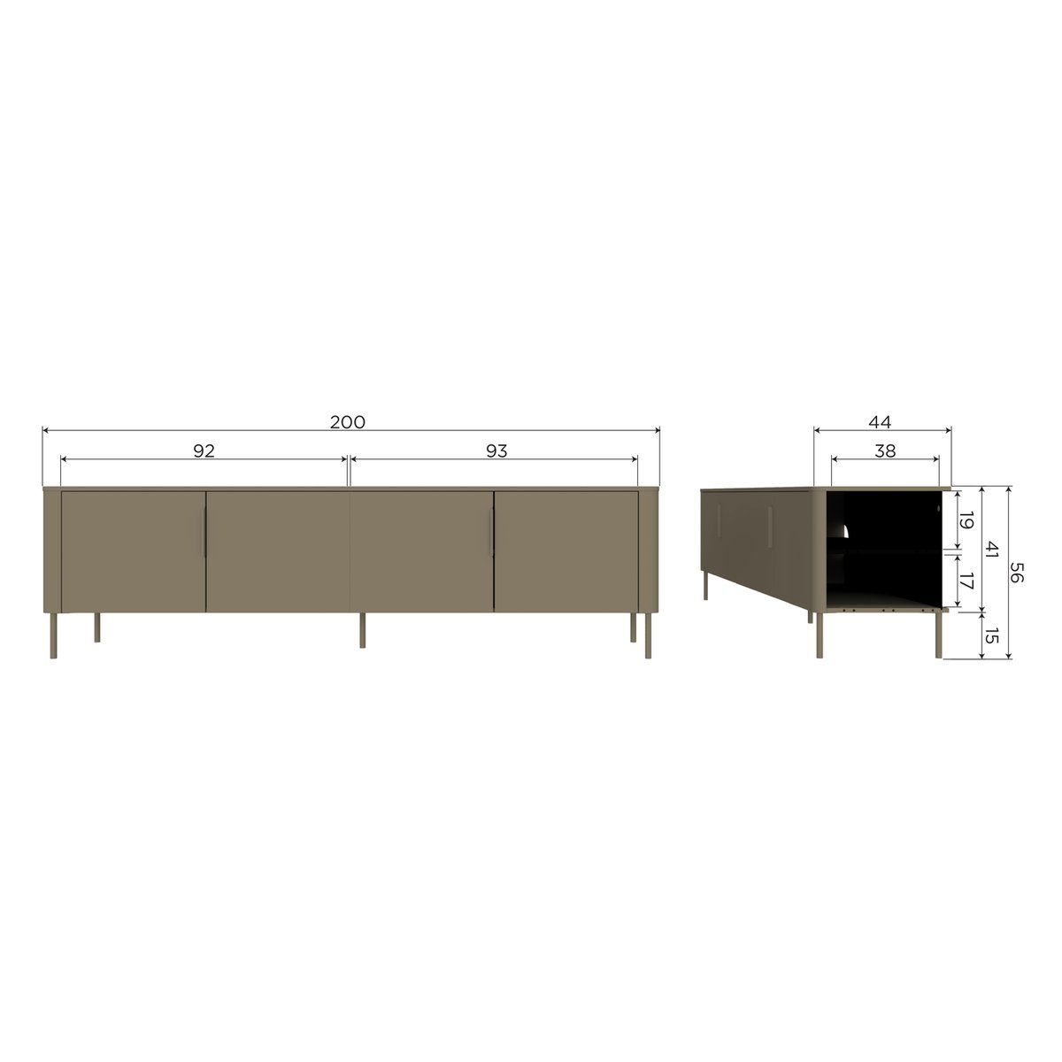 Meuble tv en pin 154 cm GUNNAR noir, WOOOD