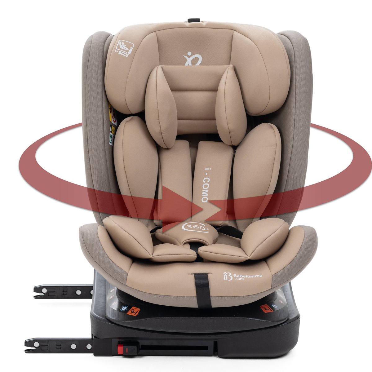 Bebelissimo - Siège auto Isofix - pivontant 360 ° - 40-150 cm - 0-36kg i- COMO beige couleur unique, BEBELISSIMO J'AIME