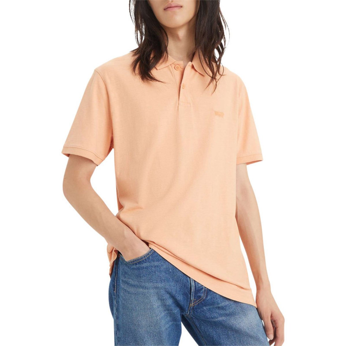 Polo en coton orange uni avec un col boutonné et une coupe droite orange, LEVI'S