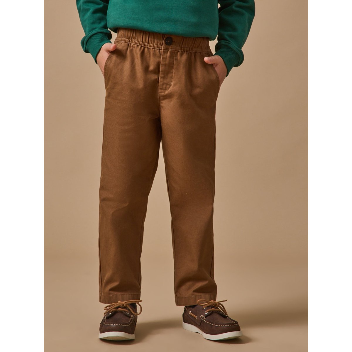 Pantalon relax en twill tabac, CYRILLUS