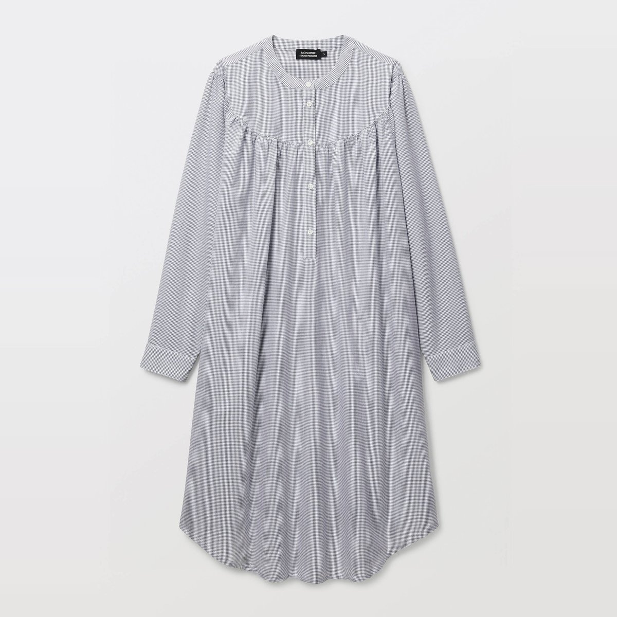 Chemise de nuit à carreaux en coton BIO GOTS penombre, MONOPRIX