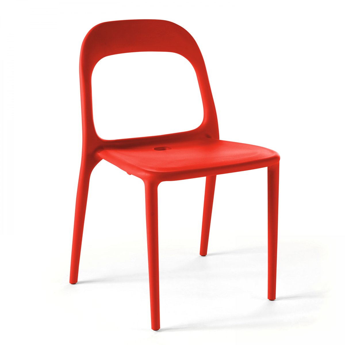 Chaise en plastique de jardin, MILAN rouge, OVIALA