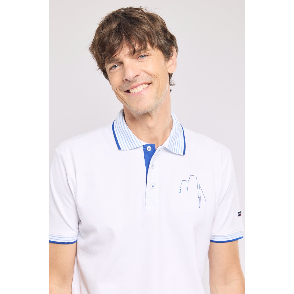 Polo brodé Homme - coton blanc, ARMOR-LUX