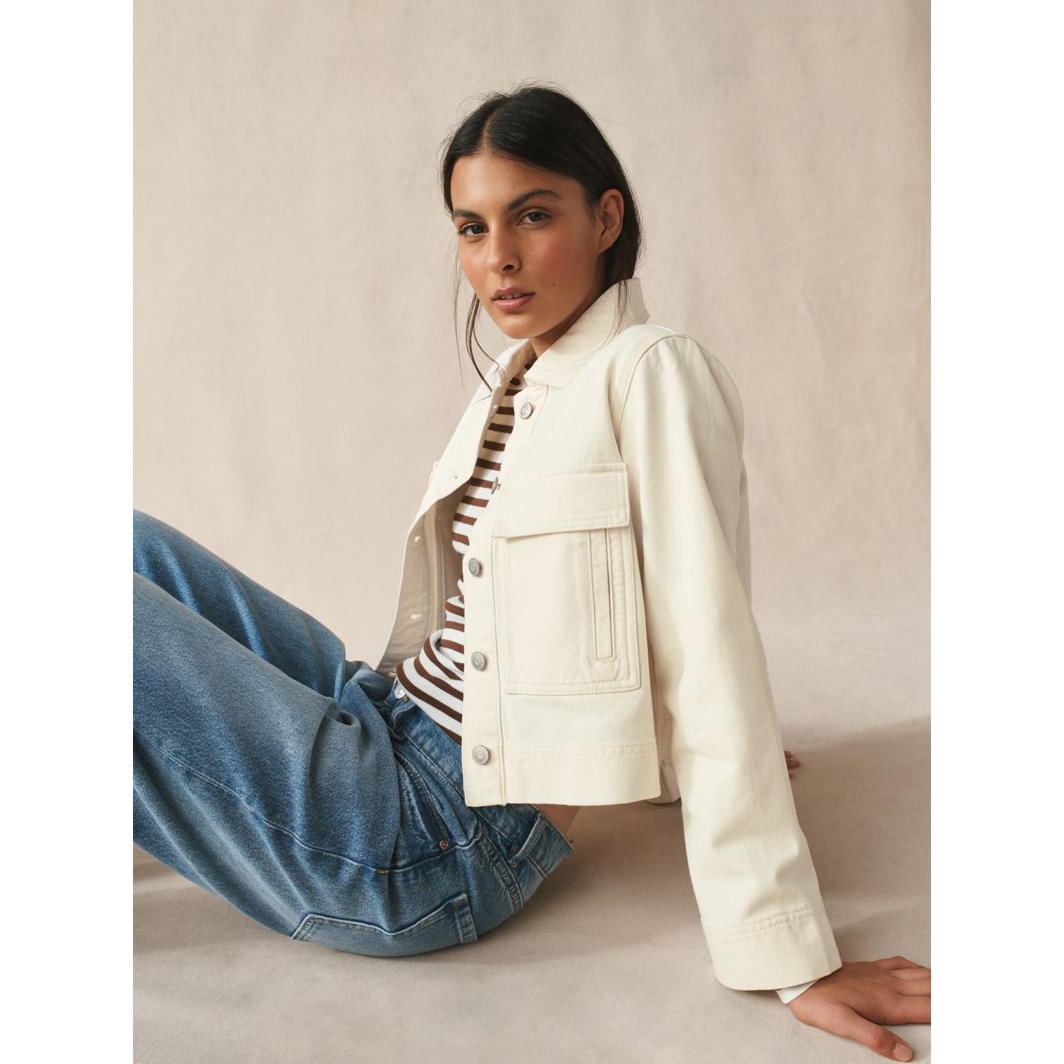 Veste en coton à 2 poches écru, NEXT