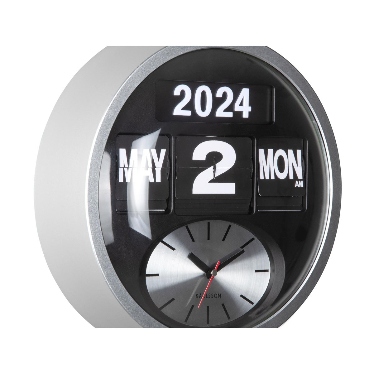 Horloge Murale Thermoplaste ROUND FLIP argent, KARLSSON