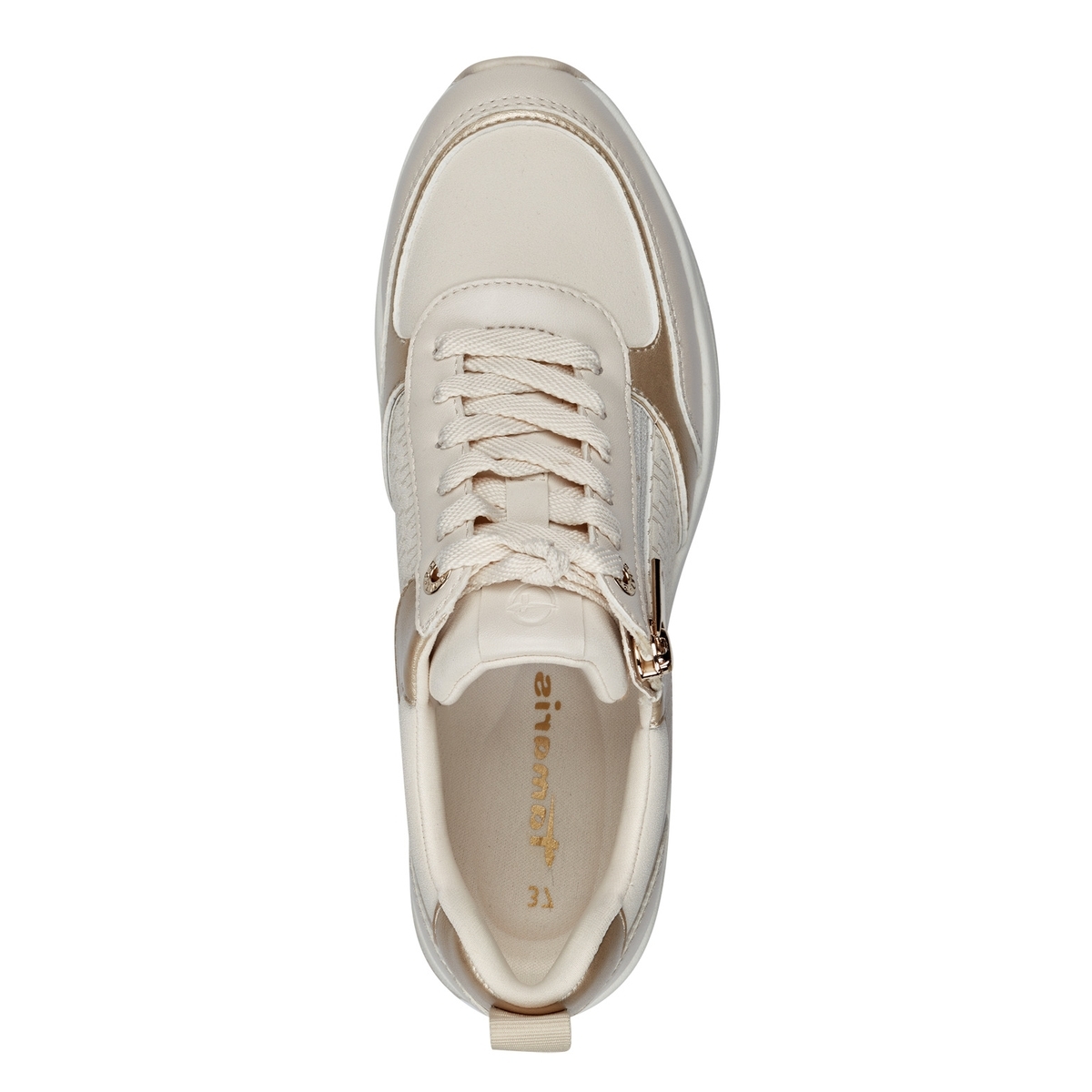 Baskets compensées et zippées beige crème combiné, TAMARIS