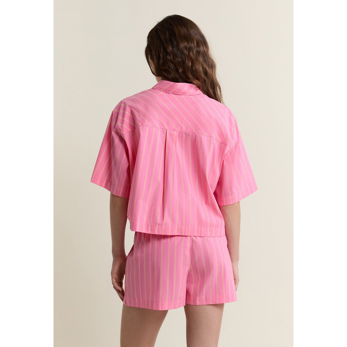Short de pyjama à rayures avec coton SAONA imp fond rose, ETAM