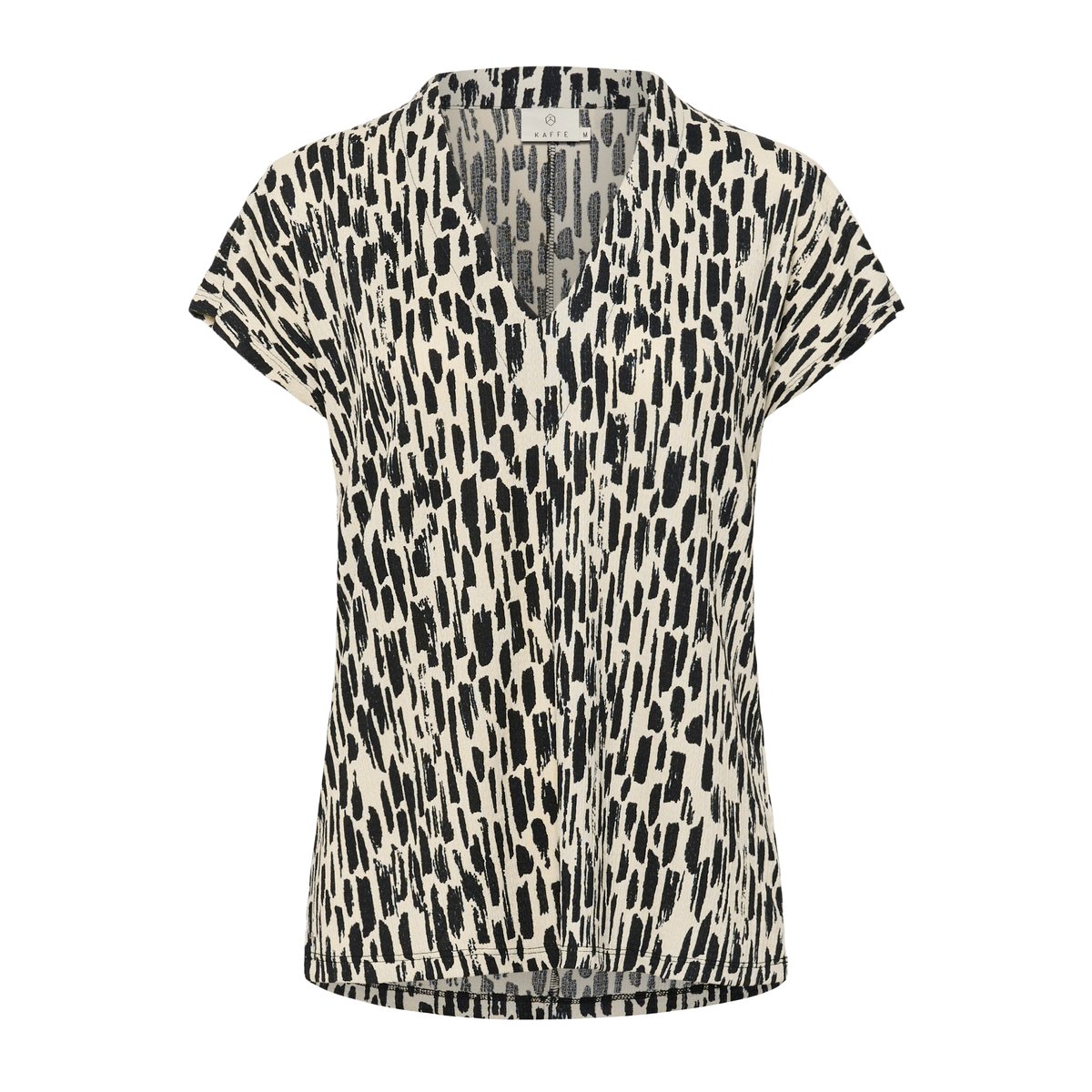 Sleeveless blouse blanc turtledove/noir black paint print, KAFFE