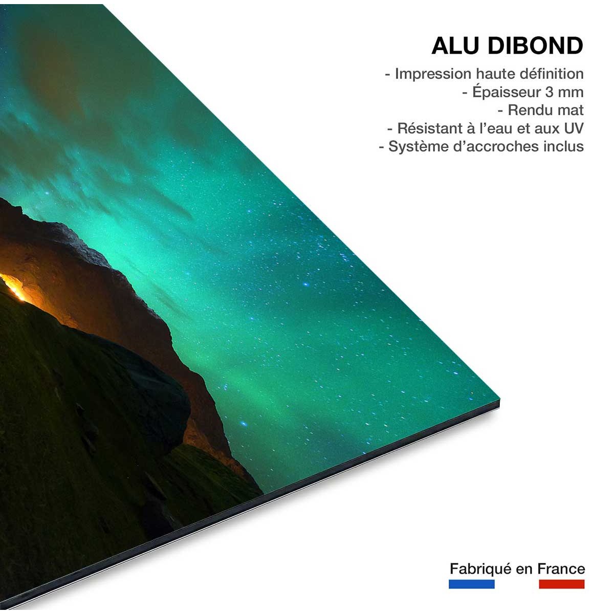 Tableau norvège aurore boréale tableau alu dibond, HEXOA