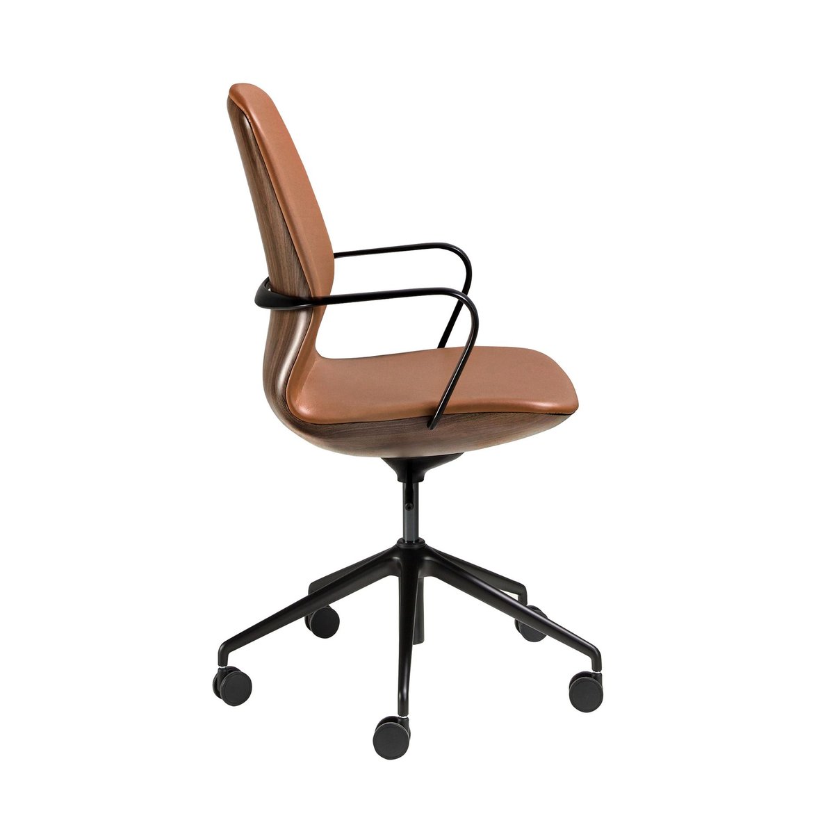 Fauteuil de bureau pivotant en similicuir marron | noir, ANGEL CERDA