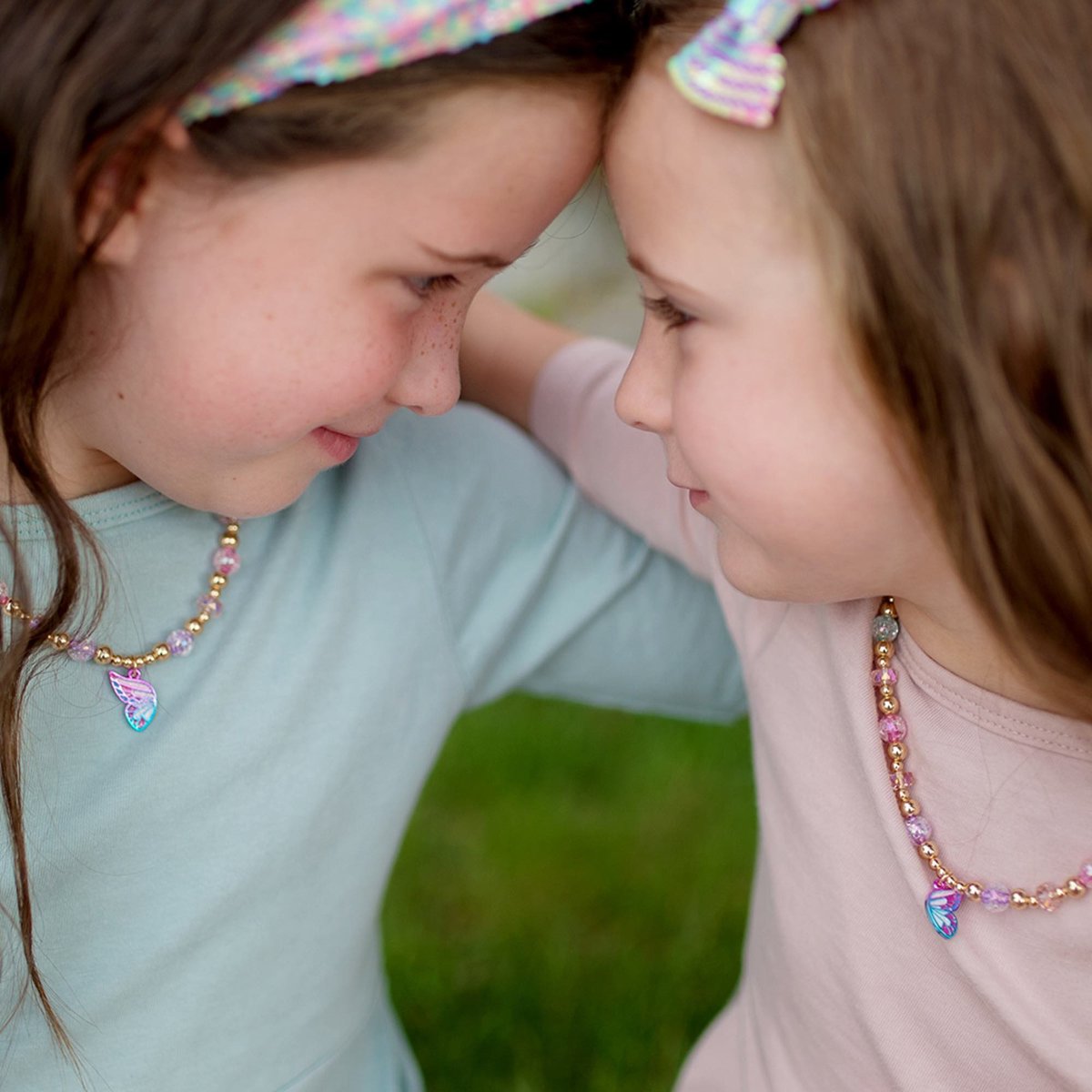Collier d'amitié BFF duo papillon & arc-en-ciel rose, GREAT PRETENDERS