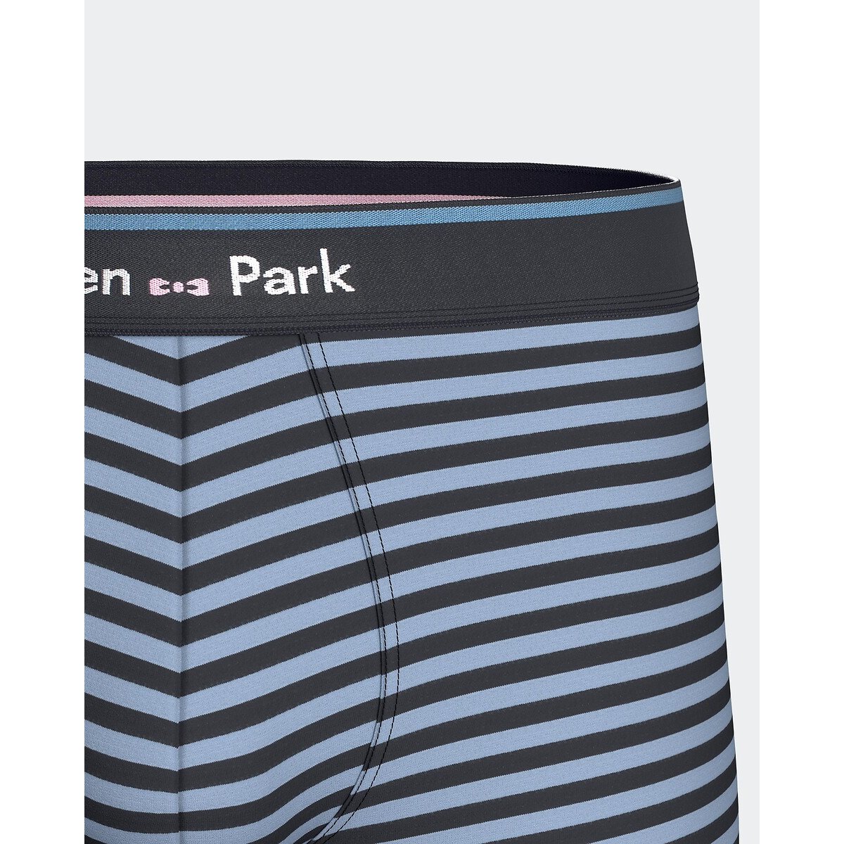 Lot de 2 boxers, 1 uni et 2 imprimé rayé bleu + bleu marine, EDEN PARK
