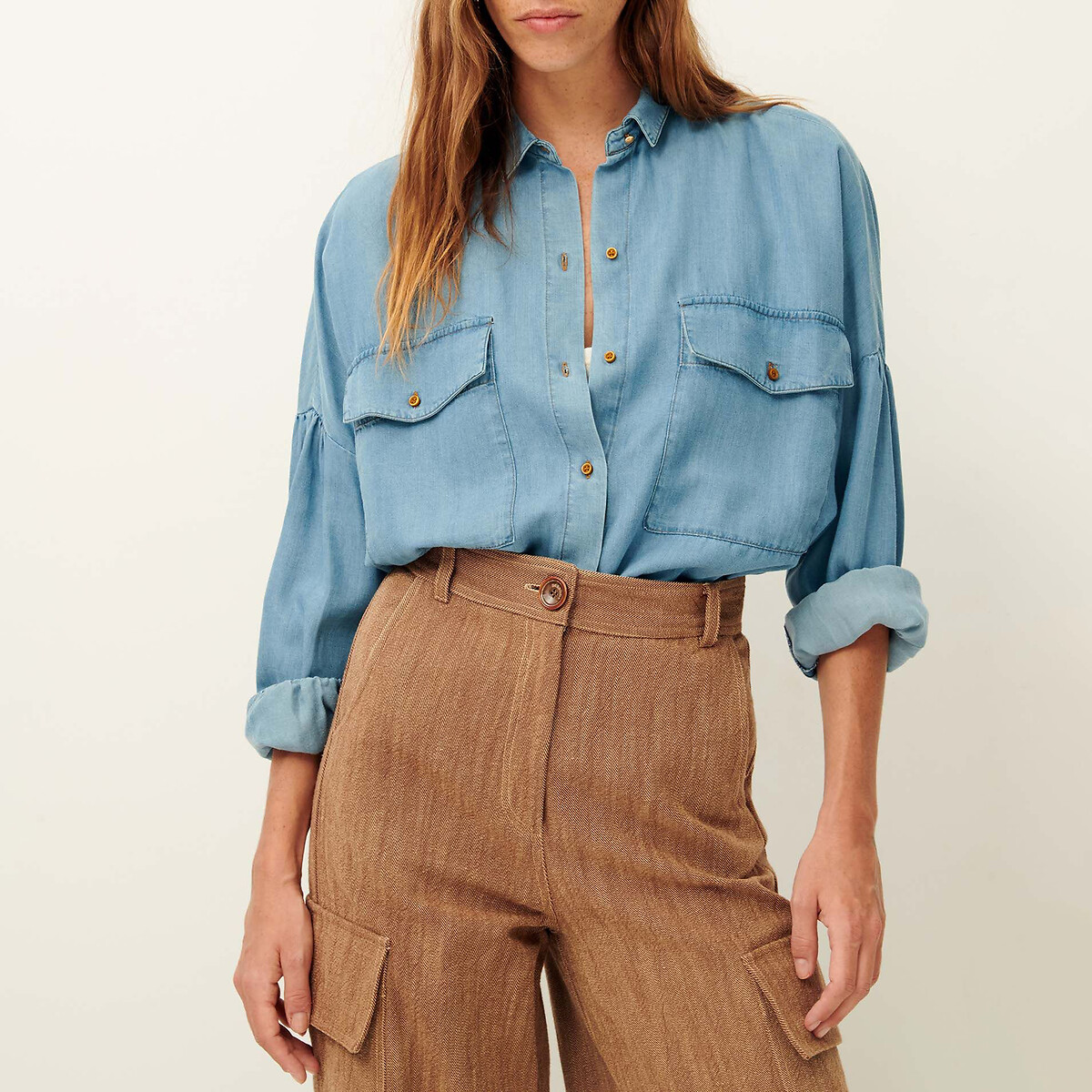 Chemise à poches plaquées, manches amples BOTANIA chambray, SESSUN