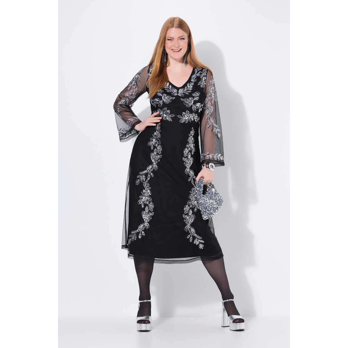 Robe de soirée avec encolure en V noir, ULLA POPKEN