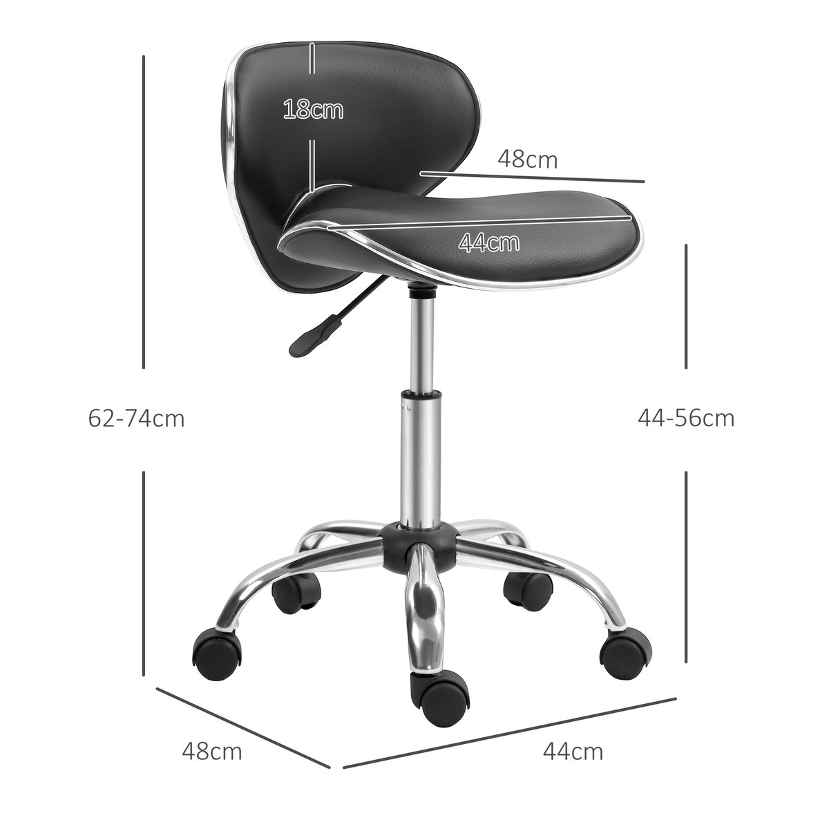 Tabouret de salon Polyuréthane Noir noir, HOMCOM