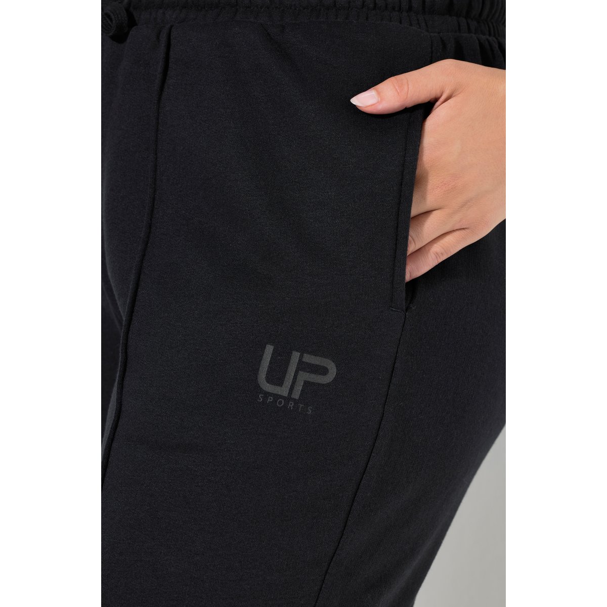 Pantalon de jogging large à taille élastique noir, ULLA POPKEN